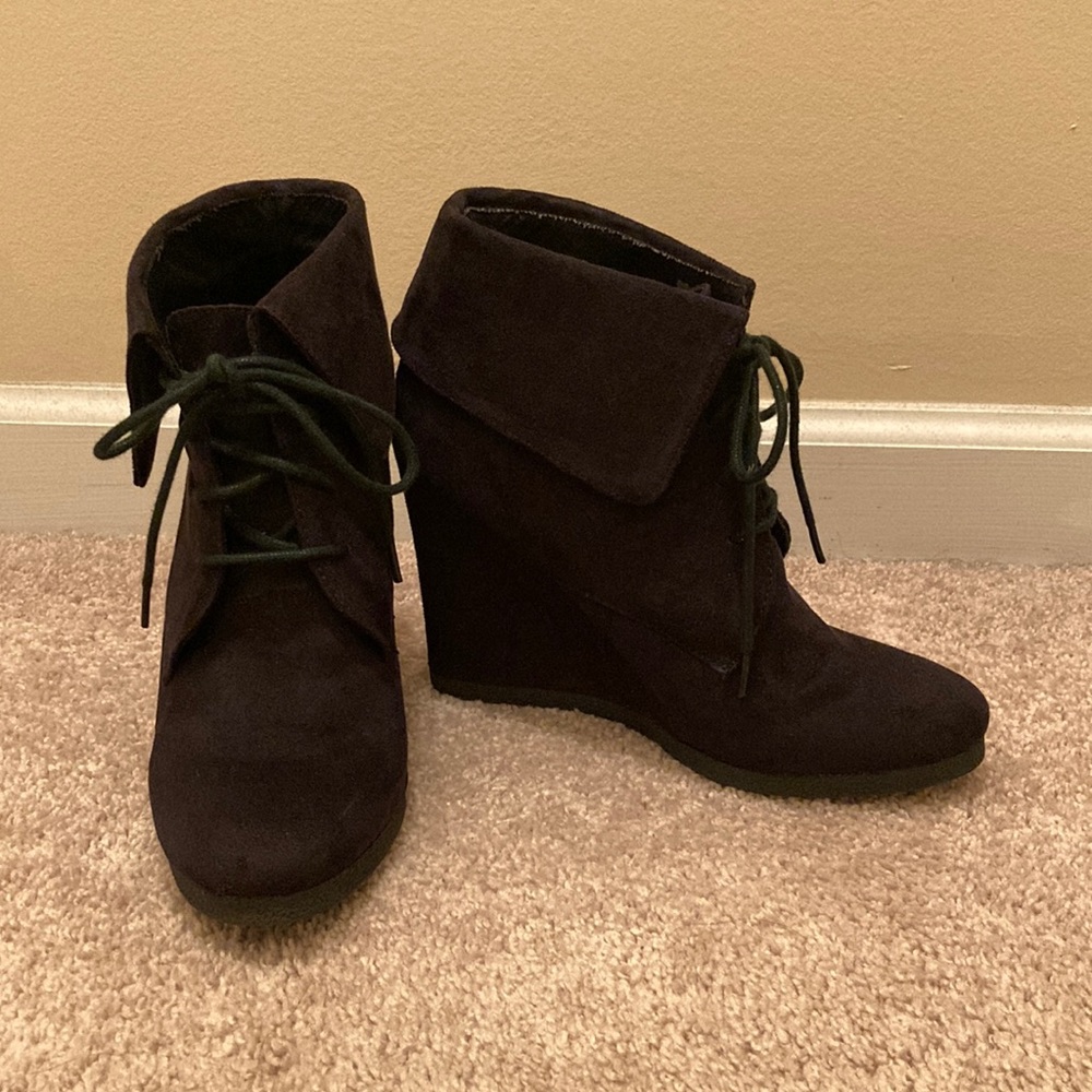 Mossimo Supply Co Black Suede Wedge Shoes